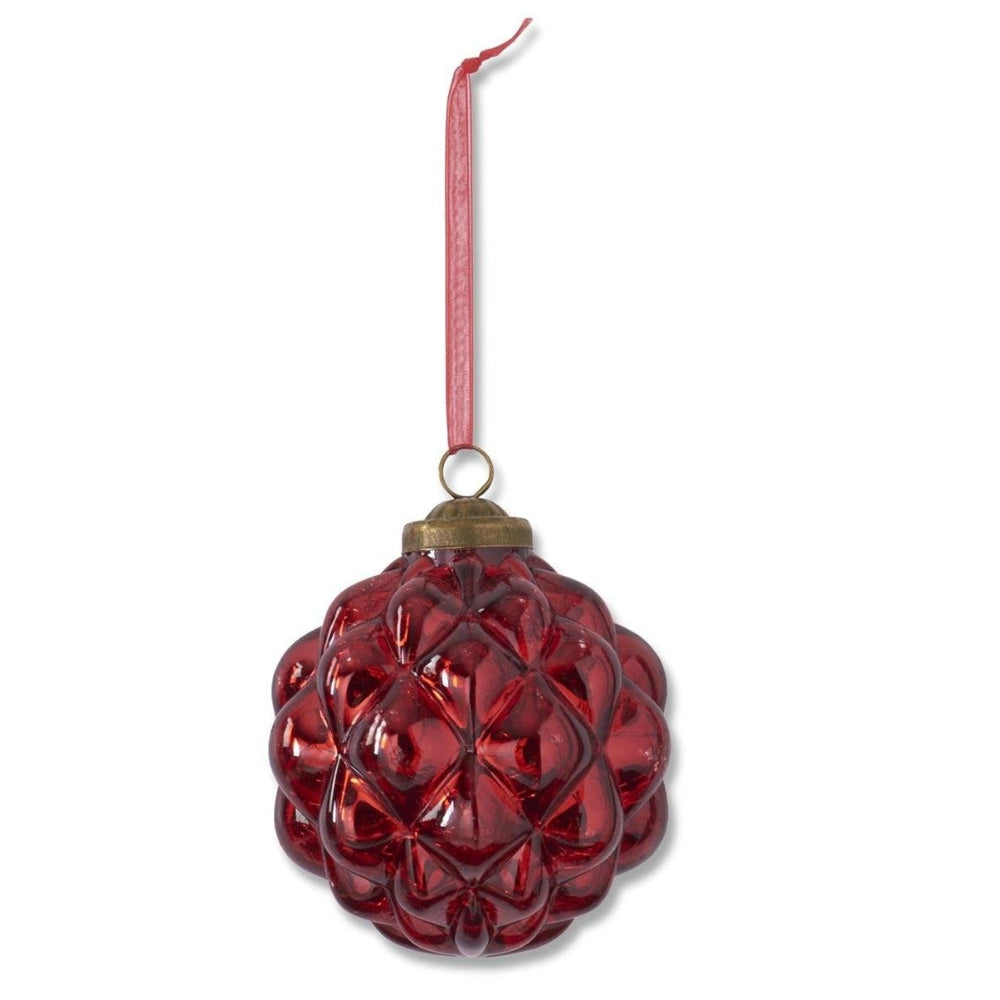 Red Glass Round Hobnail Ornament