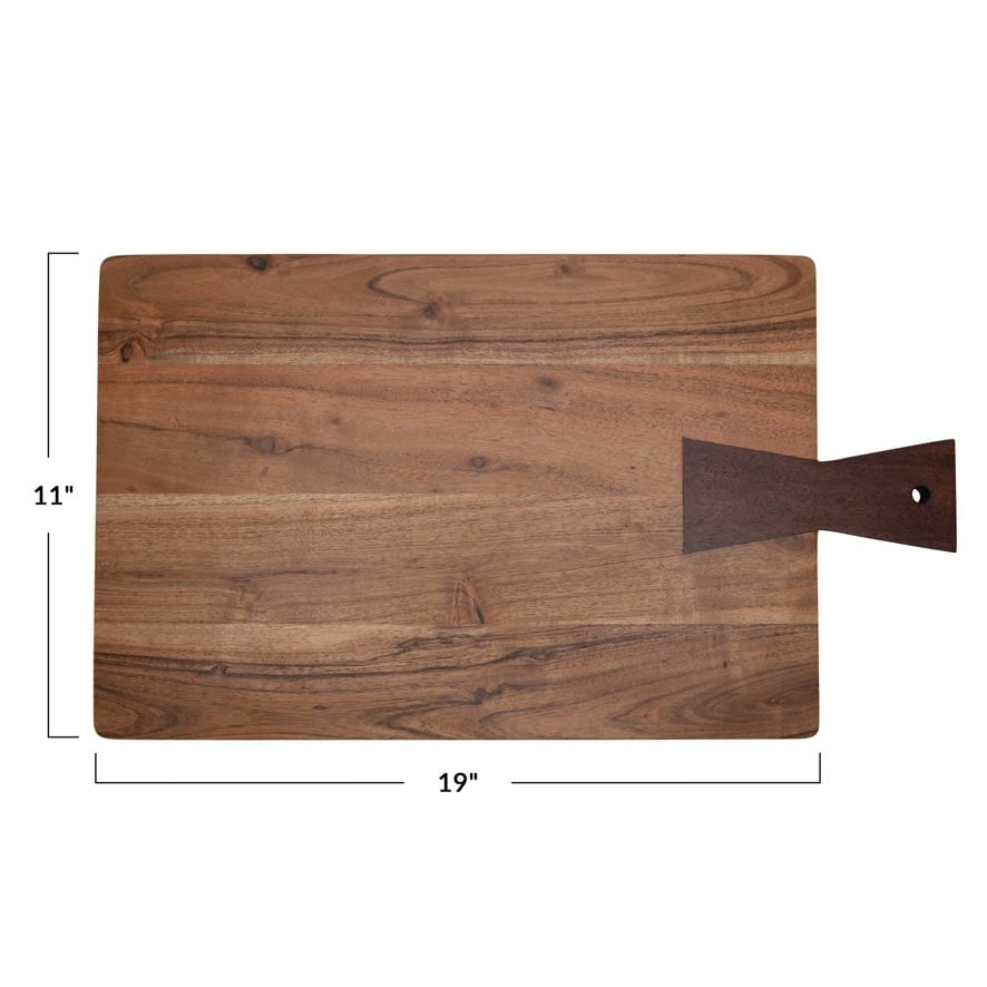 Two-Tone Acacia Wood Cheese/Cutting Board with Tail Joint Handle — alternate view 3