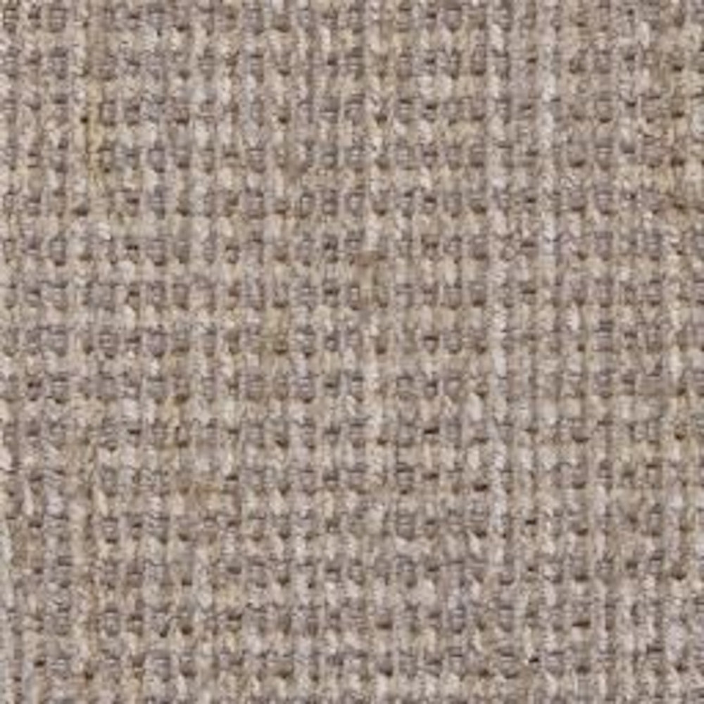 Close-up macro texture of beige and warm taupe woven upholstery fabric.