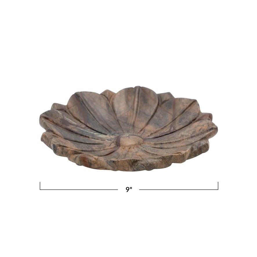 Carved Marble Flower Dish, Brown - Each Varies — alternate view 6