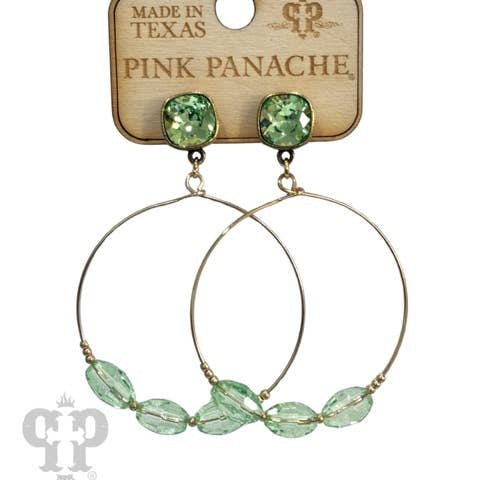 Green Faceted Oval Bead Earring