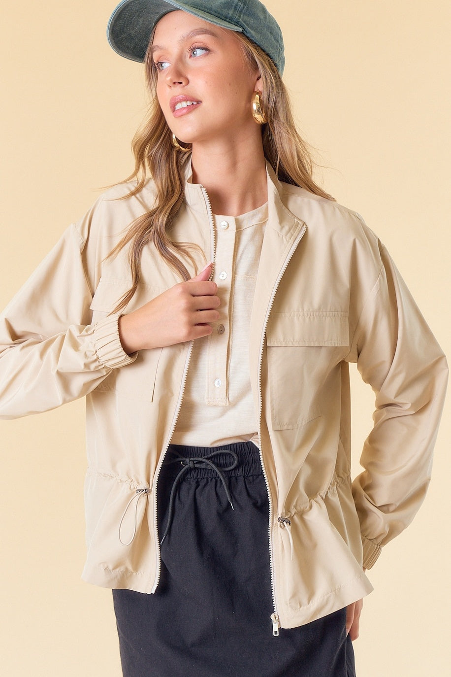 Drawcord Waist Front Pocket