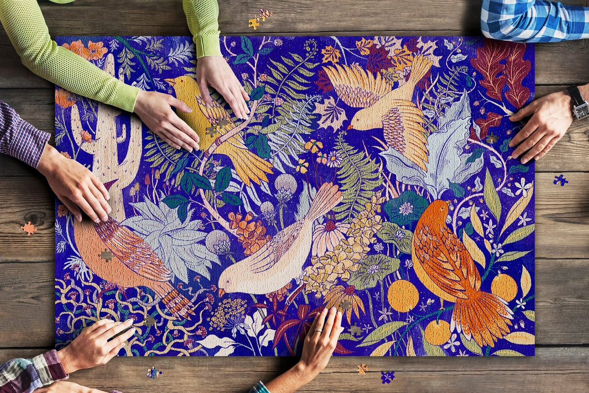 1000 Piece Puzzle Birds & Blooms of North America, Cobalt — alternate view 2