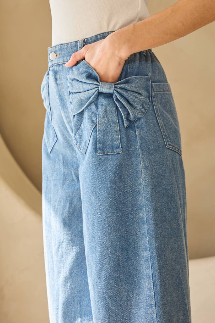 Washed Denim Wide Leg Pants — alternate view 9