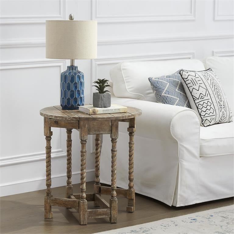 Josie Vintage Brown Rub Drop Leaf Accent Table — alternate view 8