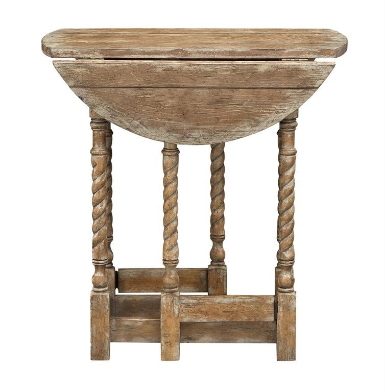 Josie Vintage Brown Rub Drop Leaf Accent Table — alternate view 5