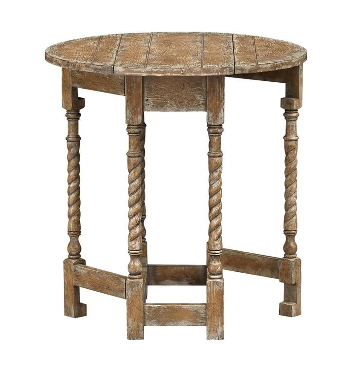 Josie Vintage Brown Rub Drop Leaf Accent Table — alternate view 6
