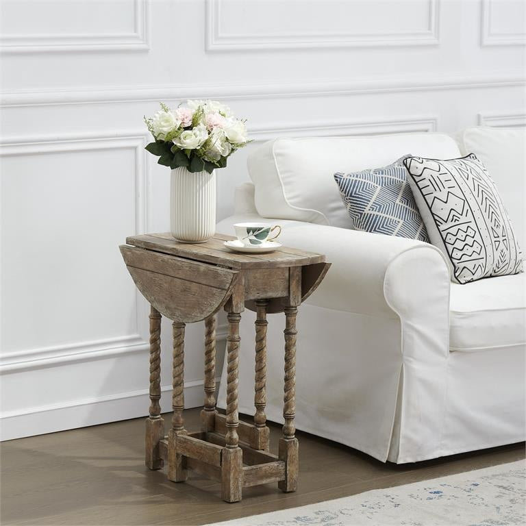 Josie Vintage Brown Rub Drop Leaf Accent Table — alternate view 7