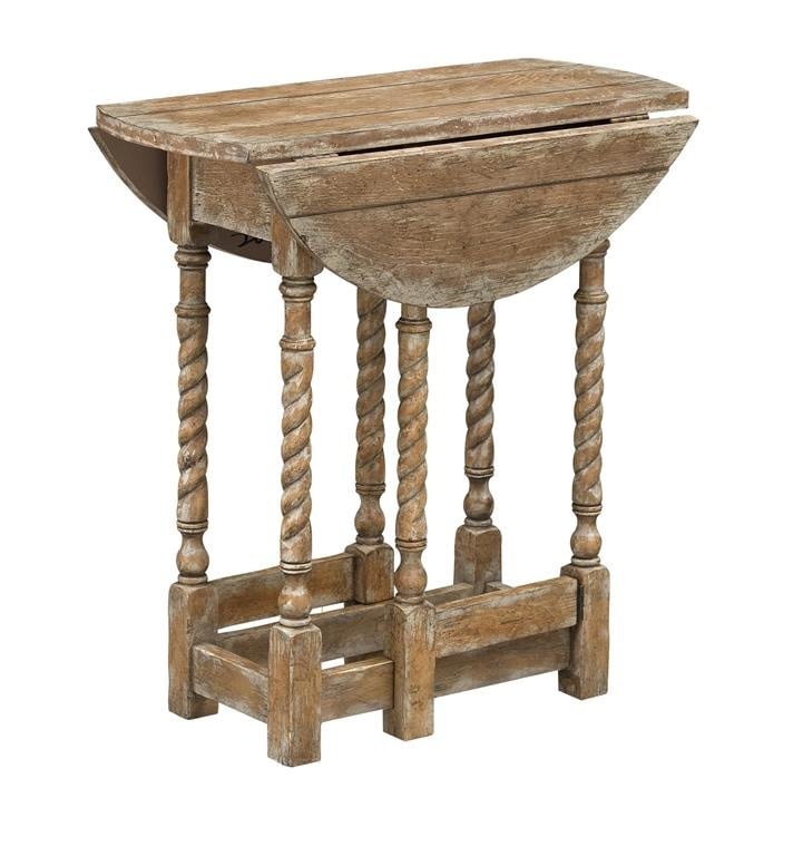 Josie Vintage Brown Rub Drop Leaf Accent Table — alternate view 2
