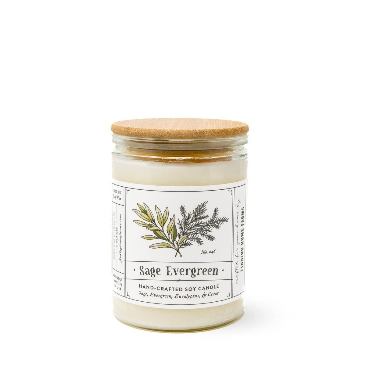 Soy Candle, Sage Evergreen, Woody & Herbal Scent