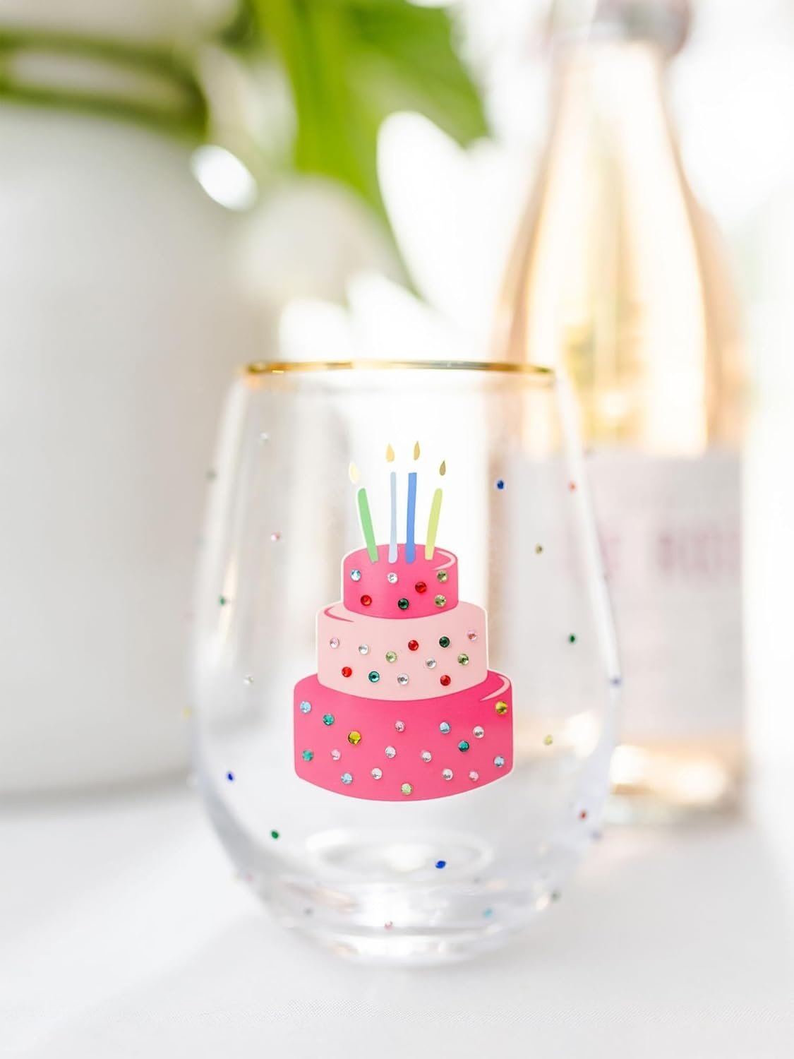Stemless Wine Rhinestone Birthday Cake