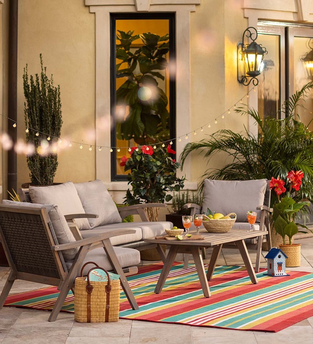 Timberwood Acacia Wood Outdoor Seating Set with Cushions, 4-Piece Set — alternate view 4