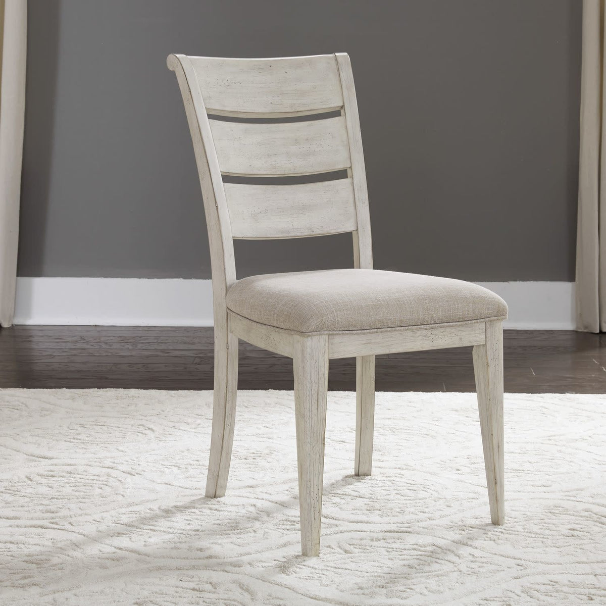 Farmhouse Reimagined Ladder Back Upholstered Side Chair