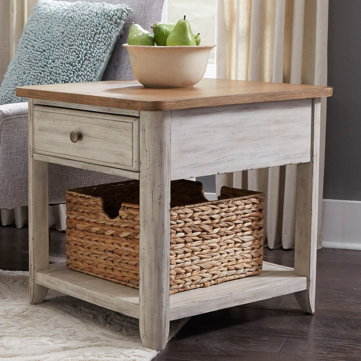 Farmhouse Reimagined End Table With Basket — alternate view 3