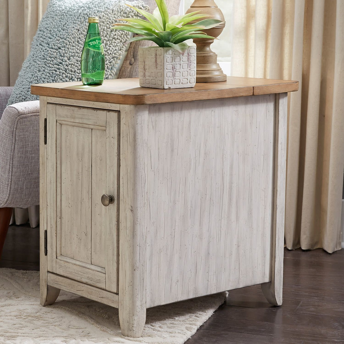 Door Chair Side Table With Charging Station