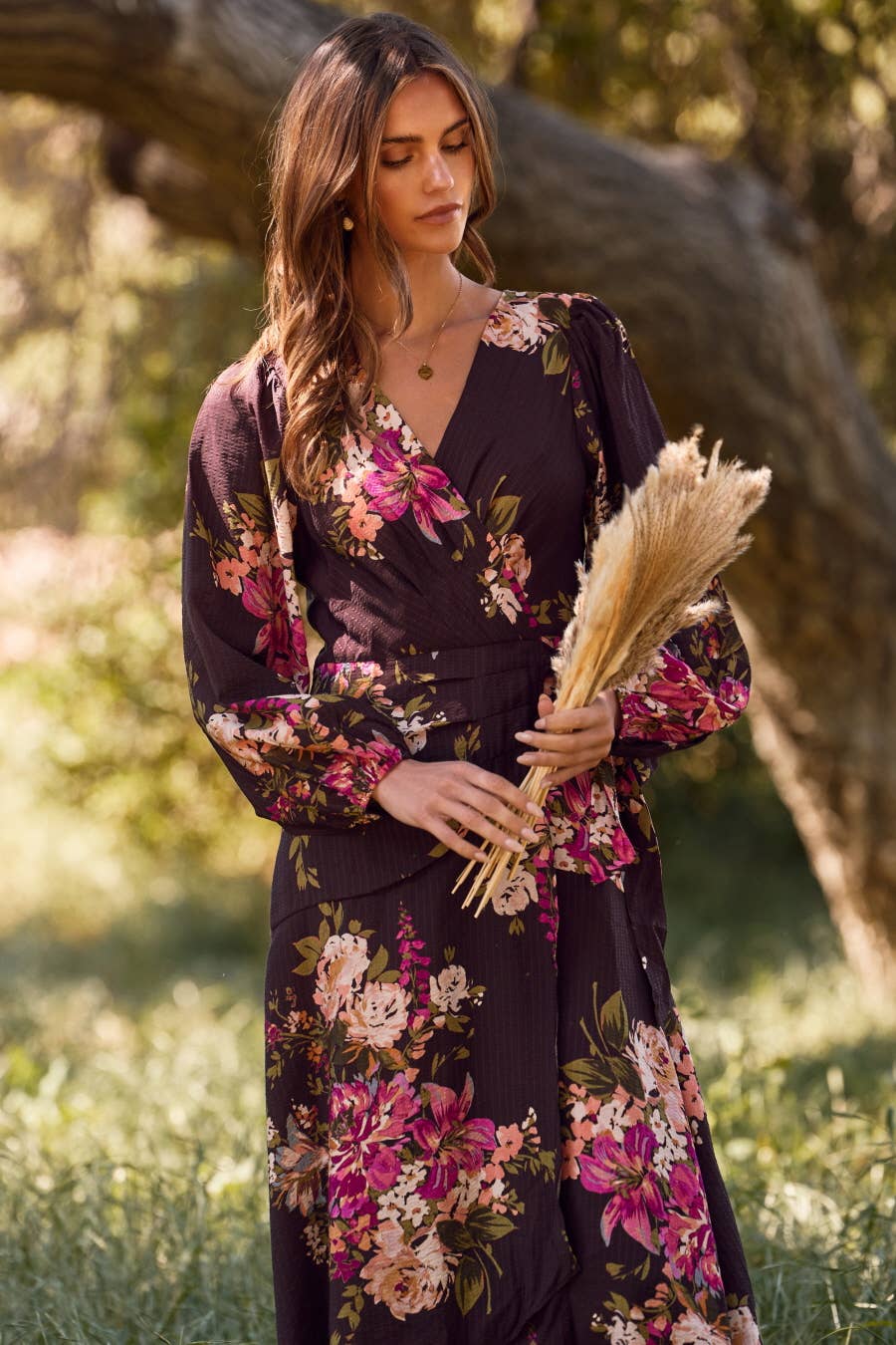 Floral Printed Wrapped Midi Dress