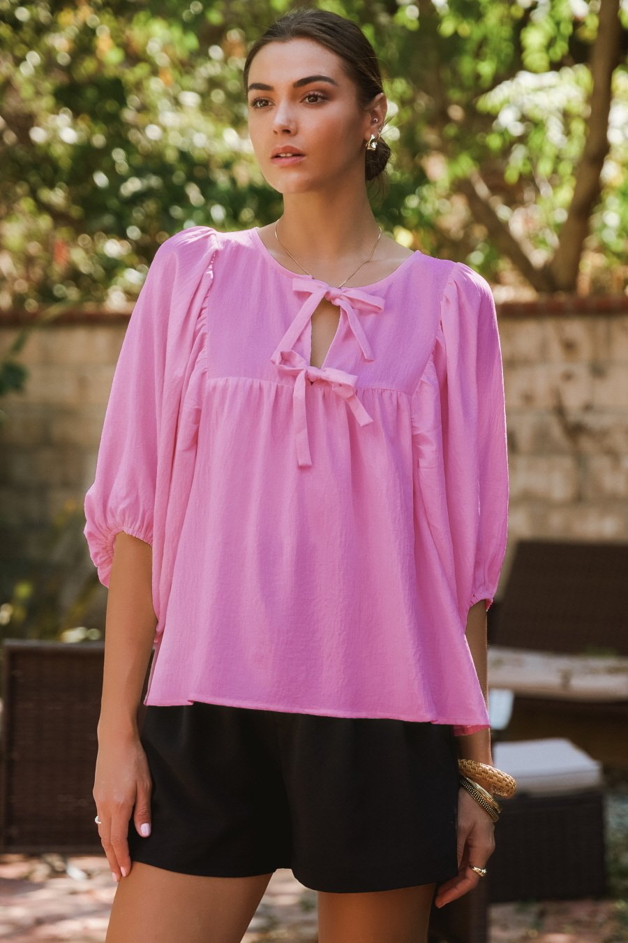 Solid Airflow Batwing 3/4 Sleeve Top — alternate view 4