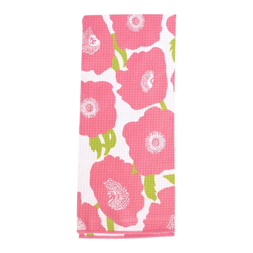 Pink Poppies Blu Kitchen Tea Towel — alternate view 2