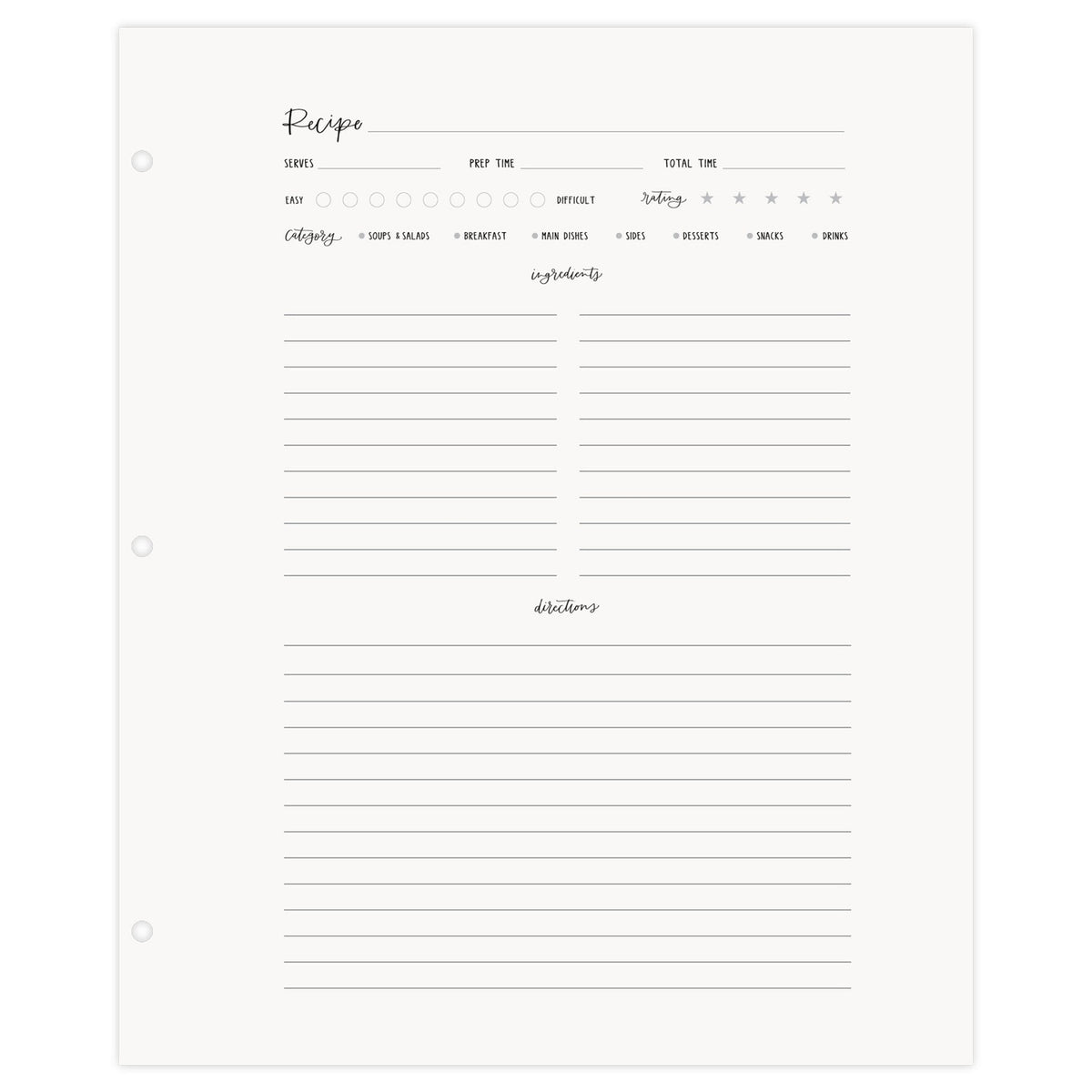 Large Recipe Page Set — alternate view 3