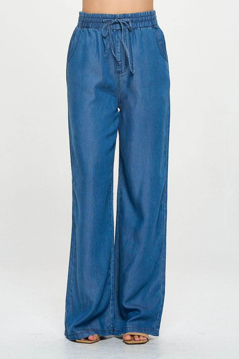 Elastic Waistband Wide Leg Pants — alternate view 2