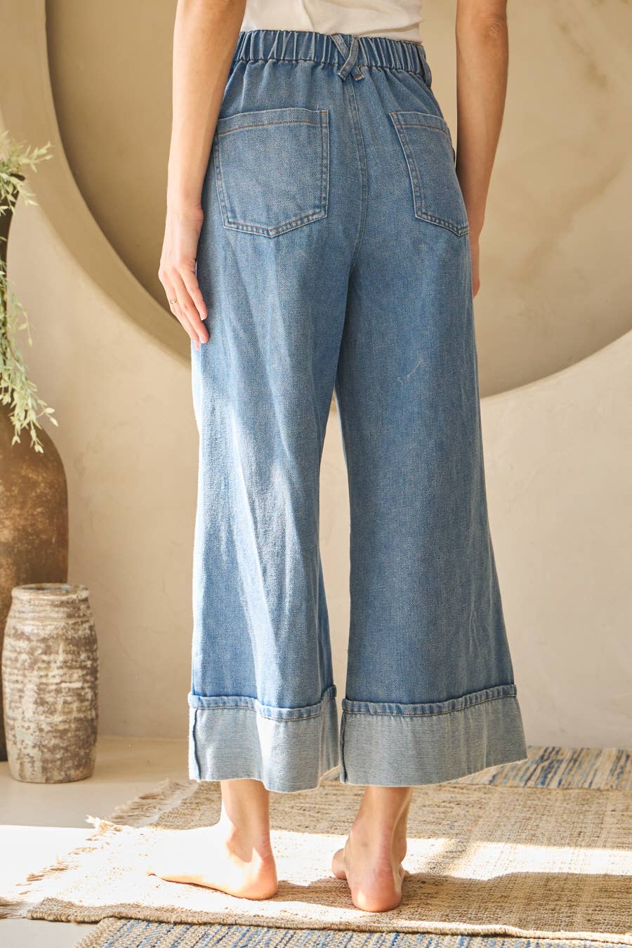 Washed Denim Wide Leg Pants — alternate view 8