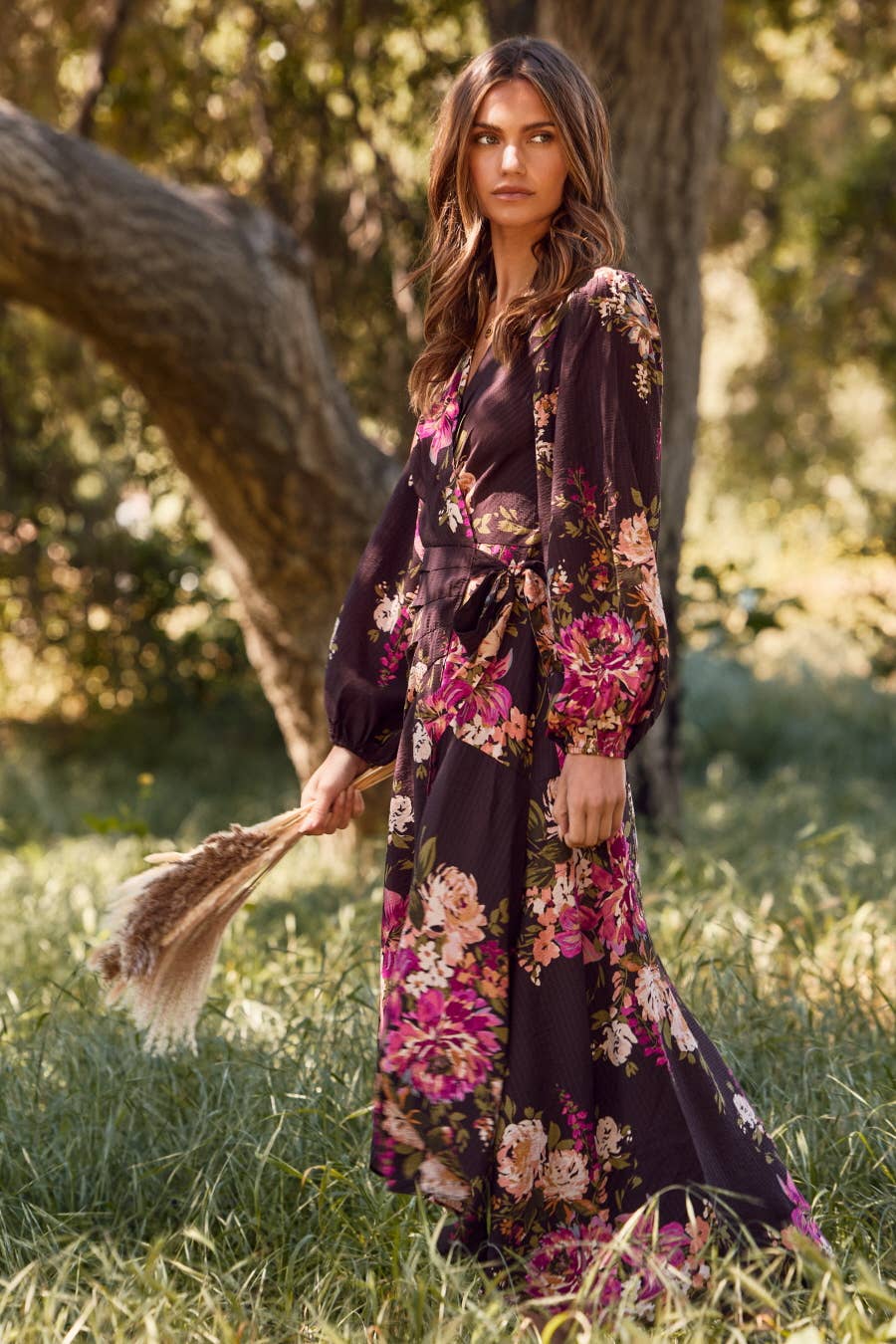 Floral Printed Wrapped Midi Dress — alternate view 2