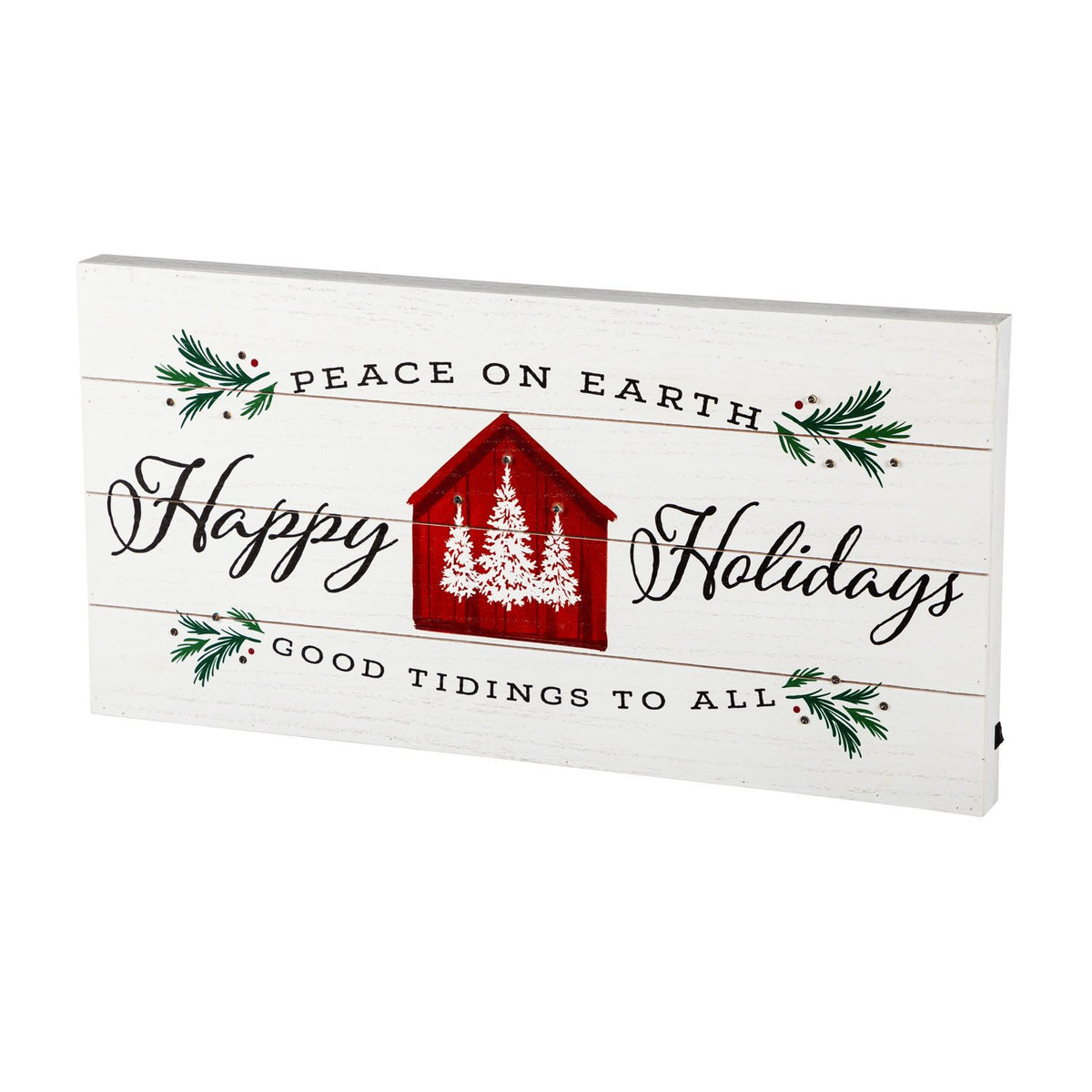 LED Happy Holidays Wood Wall Décor — alternate view 2