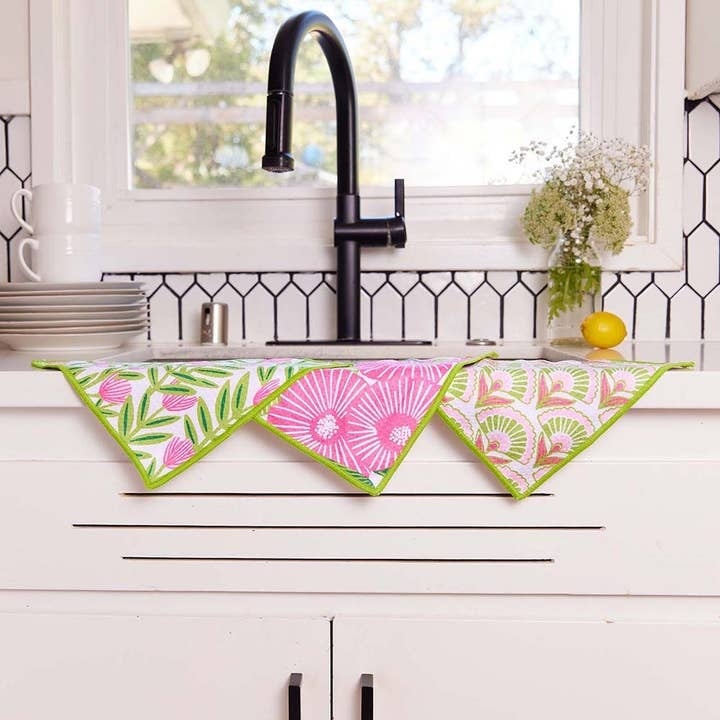 Pink Papaver Dish Cloths, Set of 3