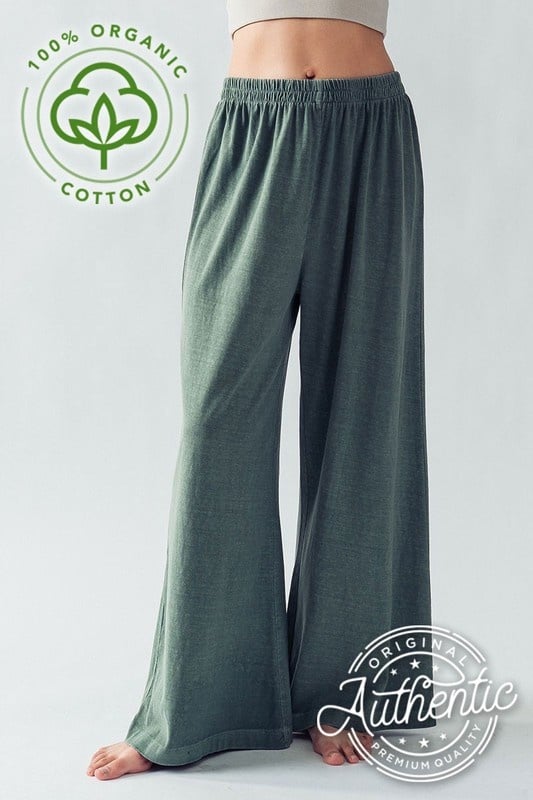 Alyssa Relaxed Fit Flare Pigment Pants - Sage Leaf — alternate view 4