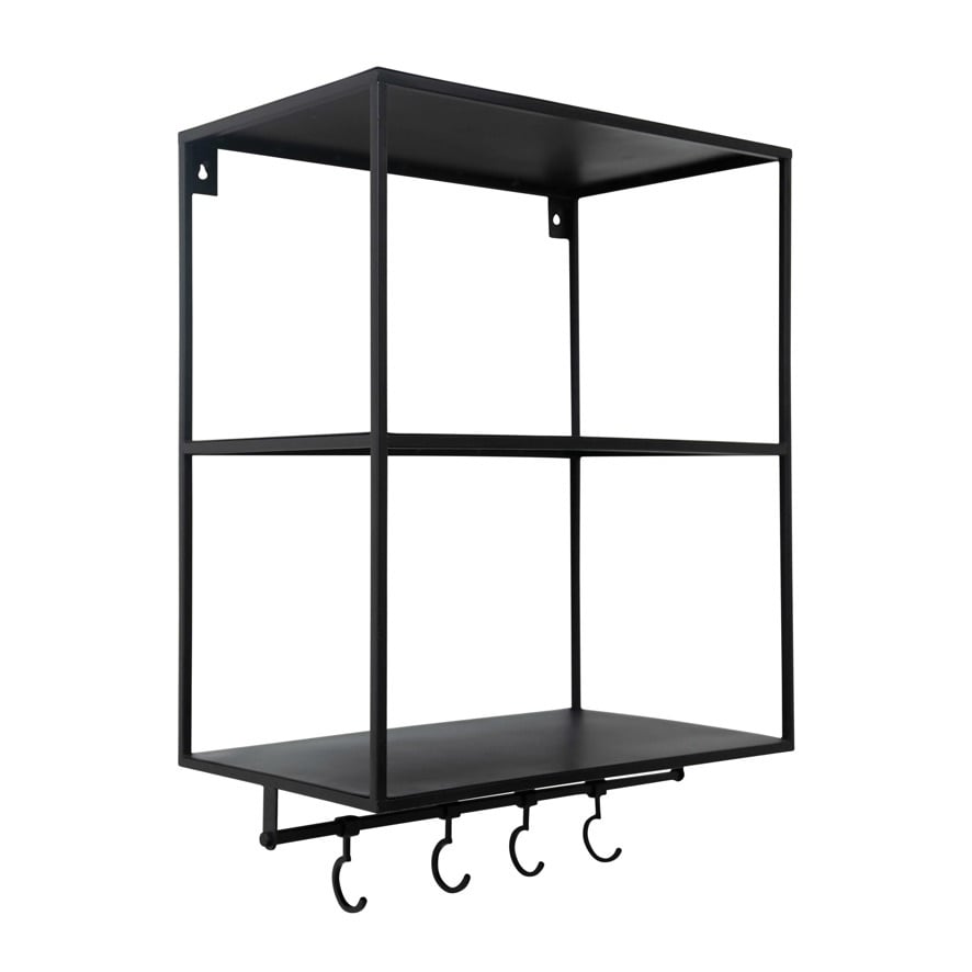 Metal Wall Shelf with 4 Hooks — alternate view 3