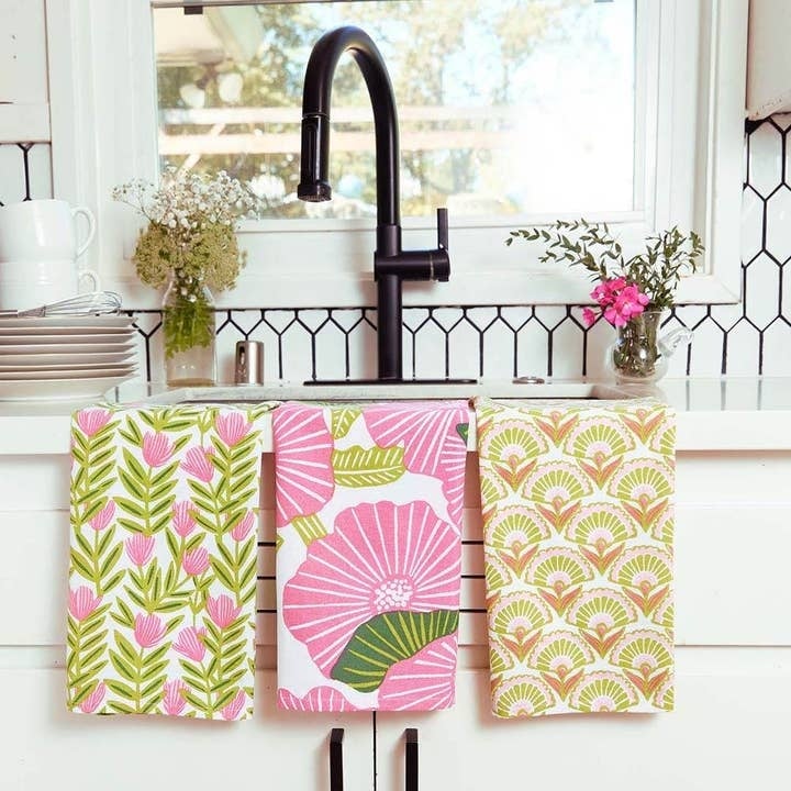 Poppy Papaver Cotton Kitchen Towels, Set of 3