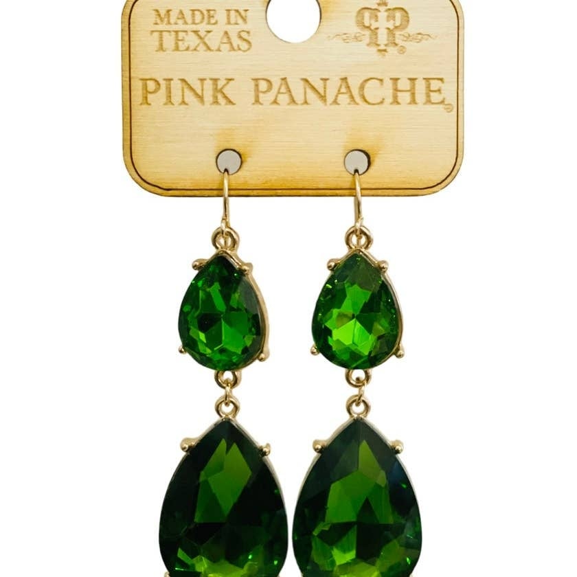 Emerald Green Double Teardrop Earring