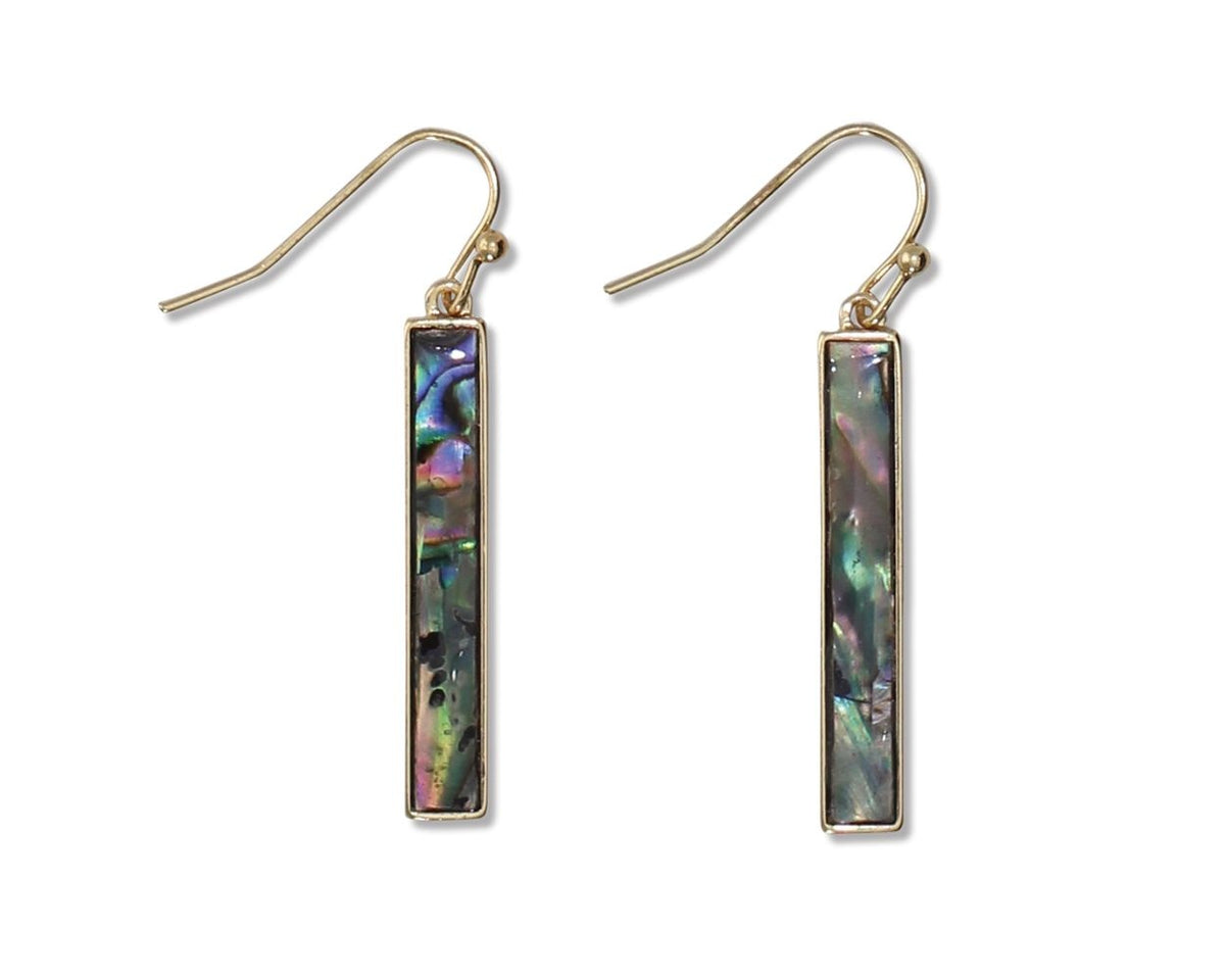 Abalone Inlay Rectangle Earrings