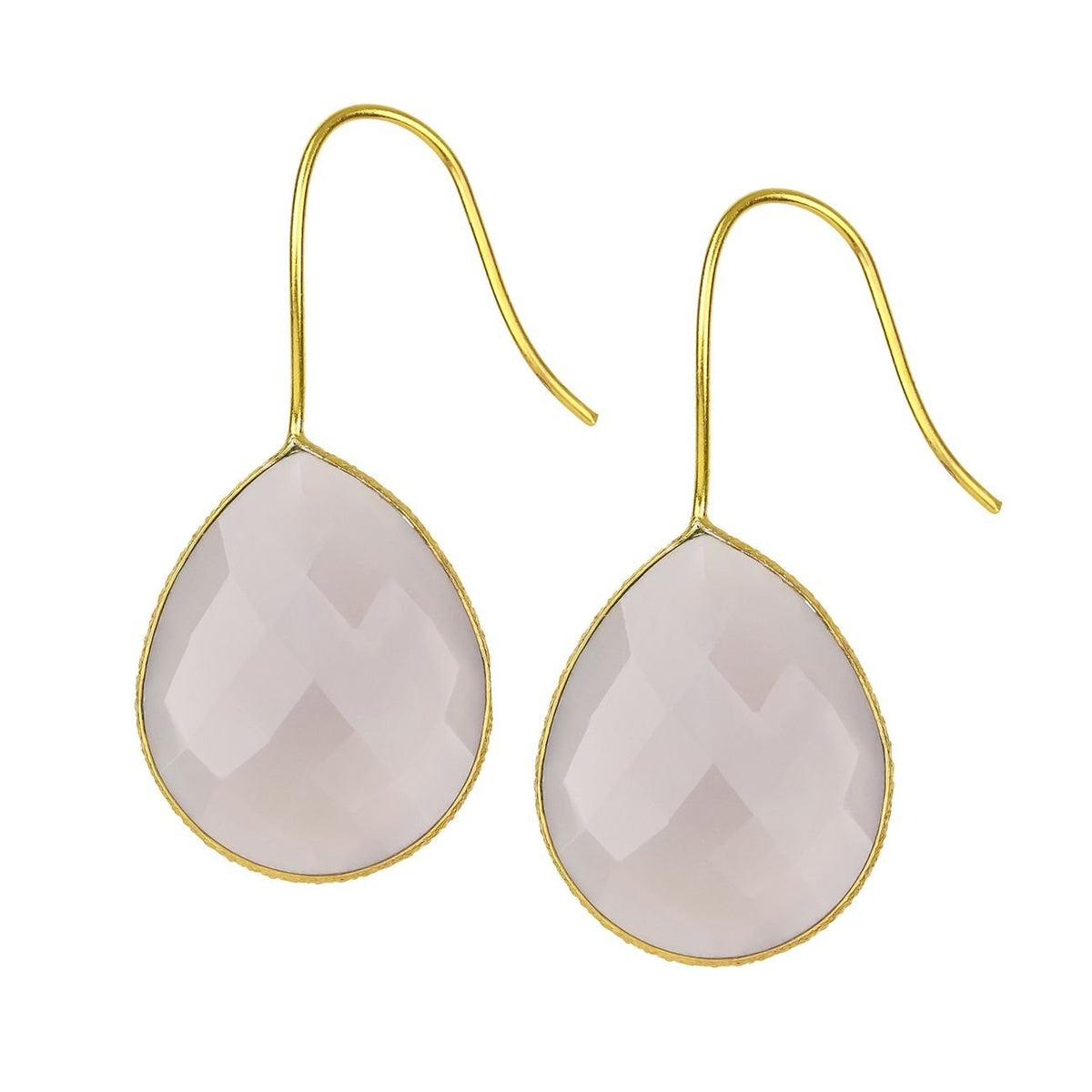 Single Drop Genuine Gemstone Gold Plated Hook Earrings