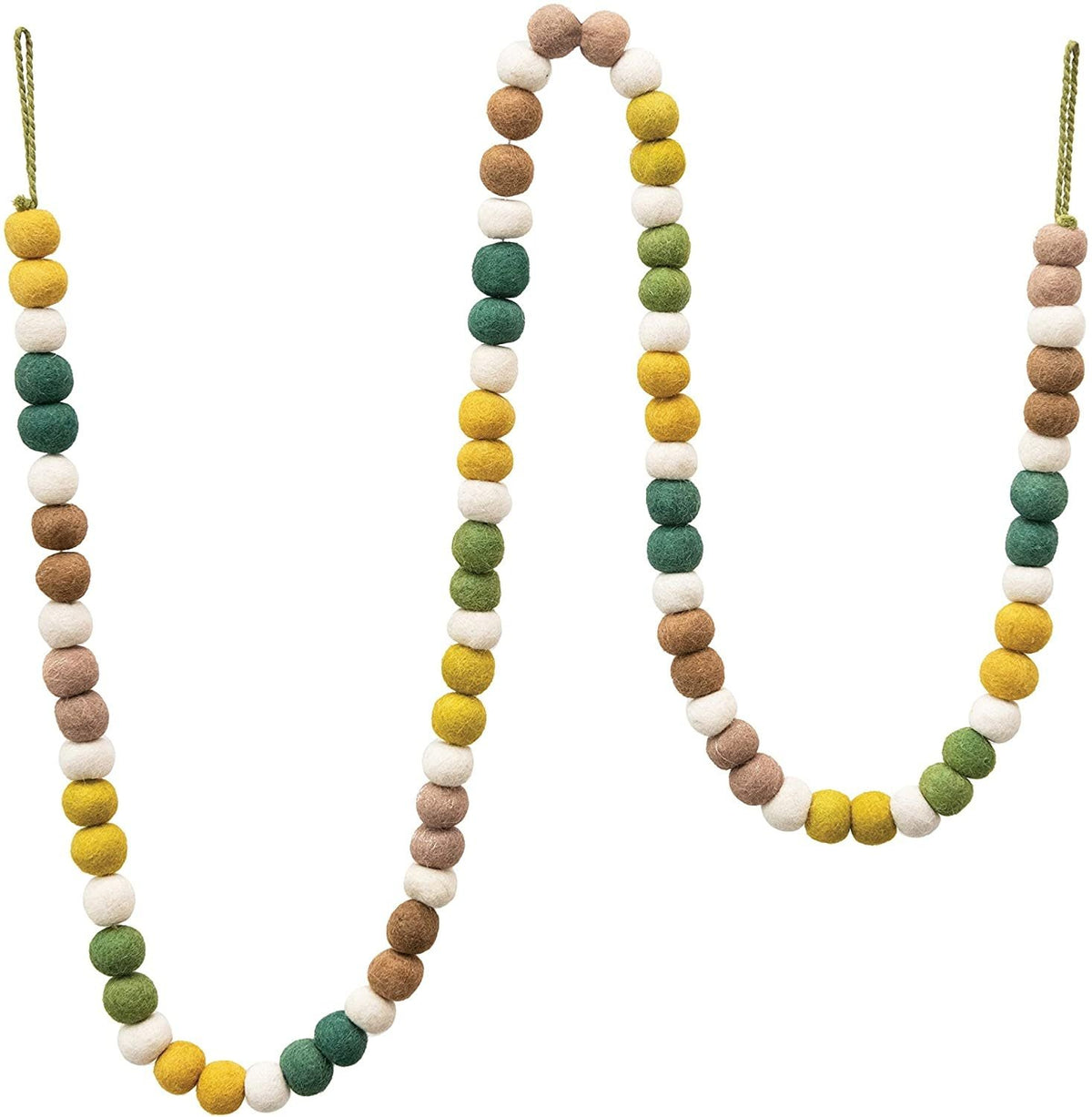 Wool Felt Ball Garland, Green and Gold — alternate view 2