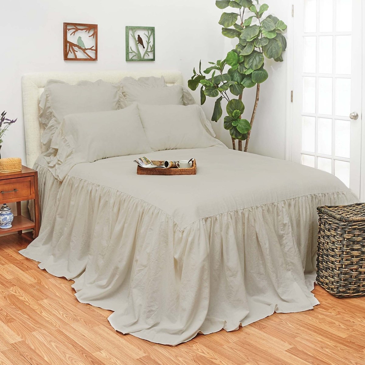 Ruffled Bedspread Natural Queen — alternate view 2