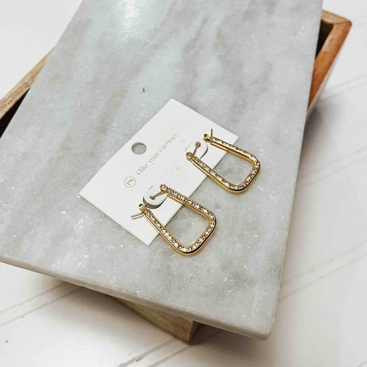 Diamond Square Hoop Earrings — alternate view 2