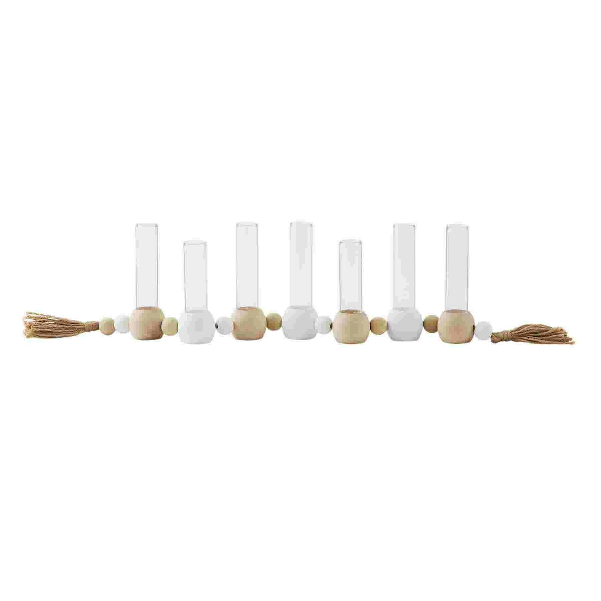 Natural and White Wood Bud Vase Holder — alternate view 2
