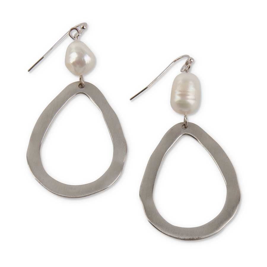 Silver Hoop with Fresh Water Pearl Earring — alternate view 2