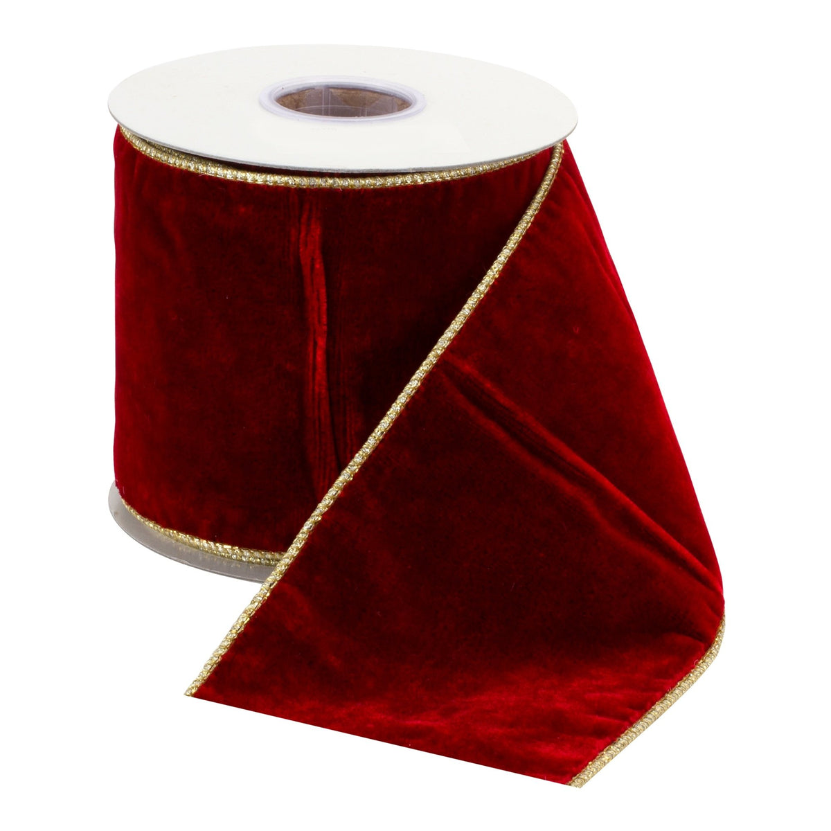 Red Wired Ribbon W/ Gold Trim
