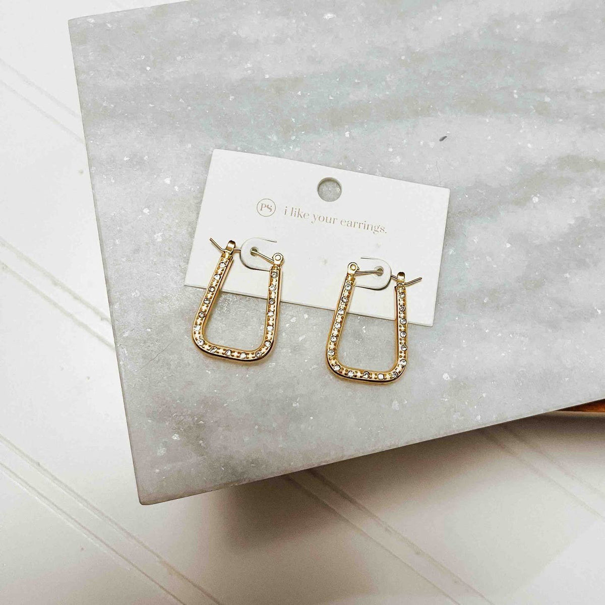 Diamond Square Hoop Earrings — alternate view 3