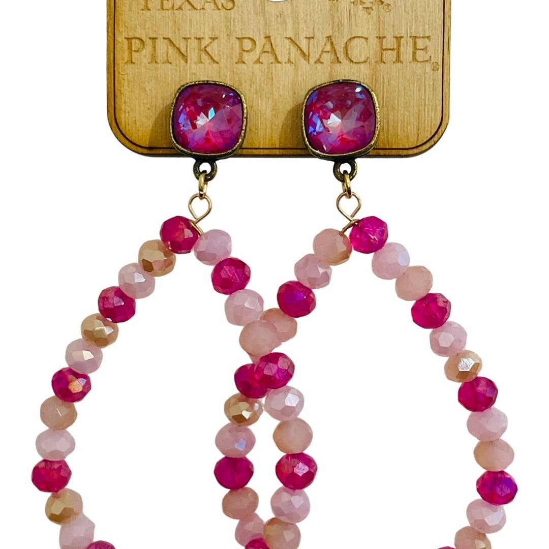 Fuchsia Bead Teardrop Earring