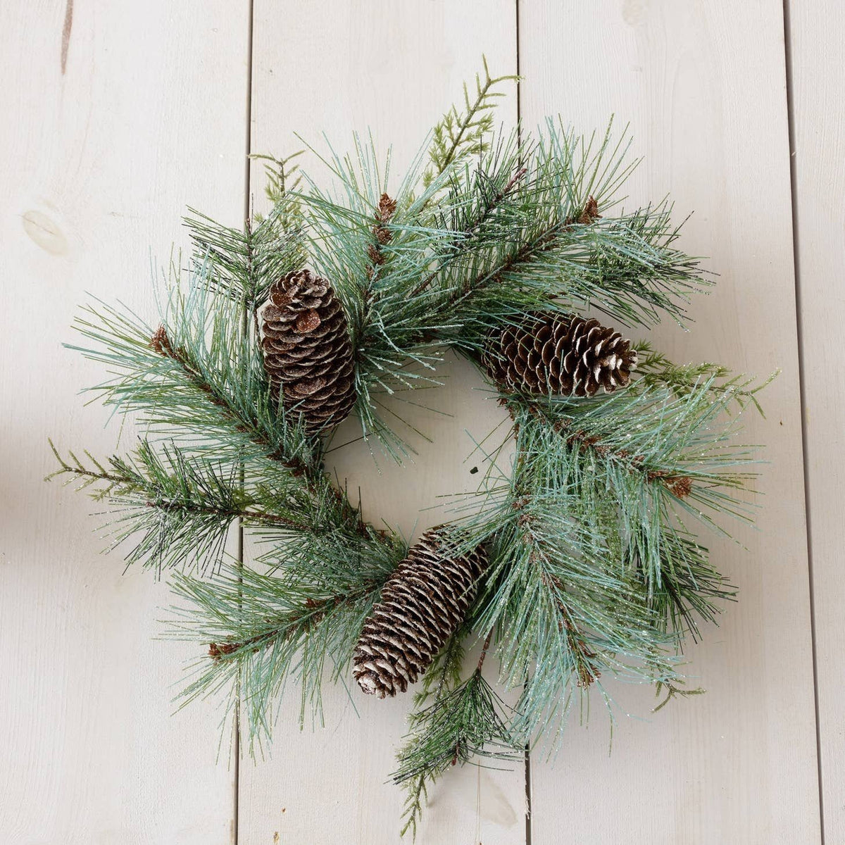 Candle Ring - Frosted Evergreens and Cones