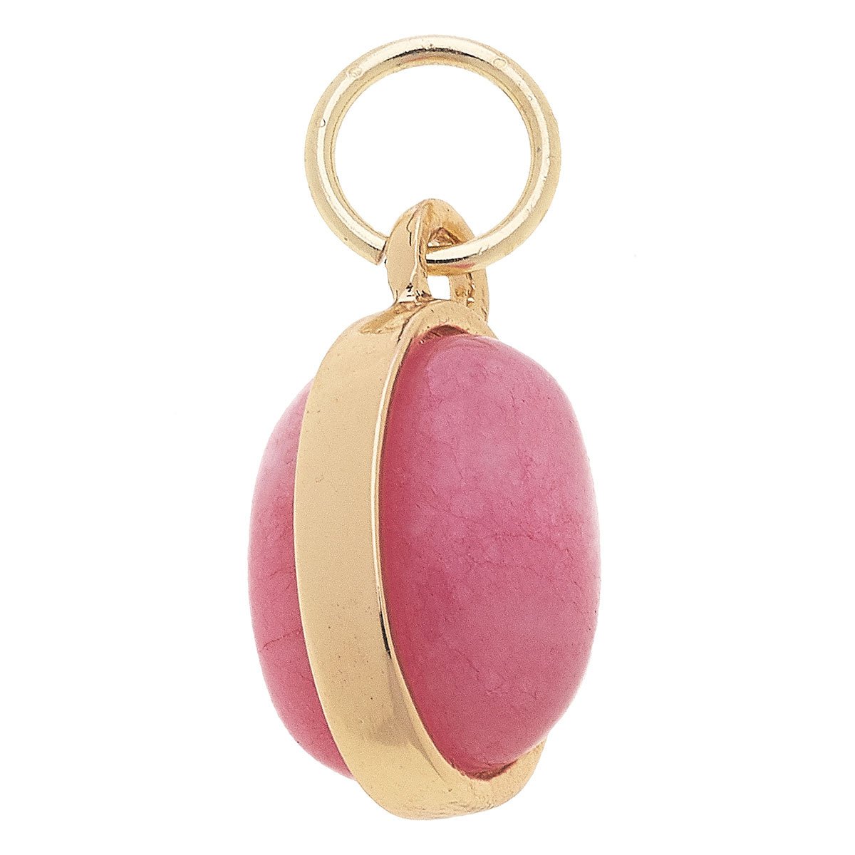 Charm in Shiny Gold Light Pink Dyed Jade Gemstone Success