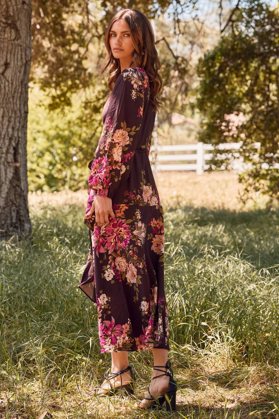 Floral Printed Wrapped Midi Dress — alternate view 5