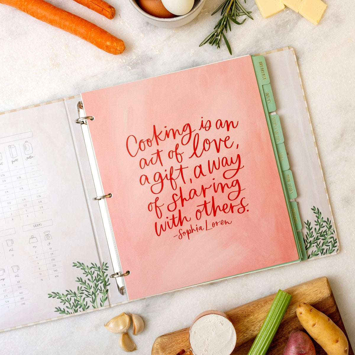 Beige Gingham Large Recipe Binder — alternate view 4