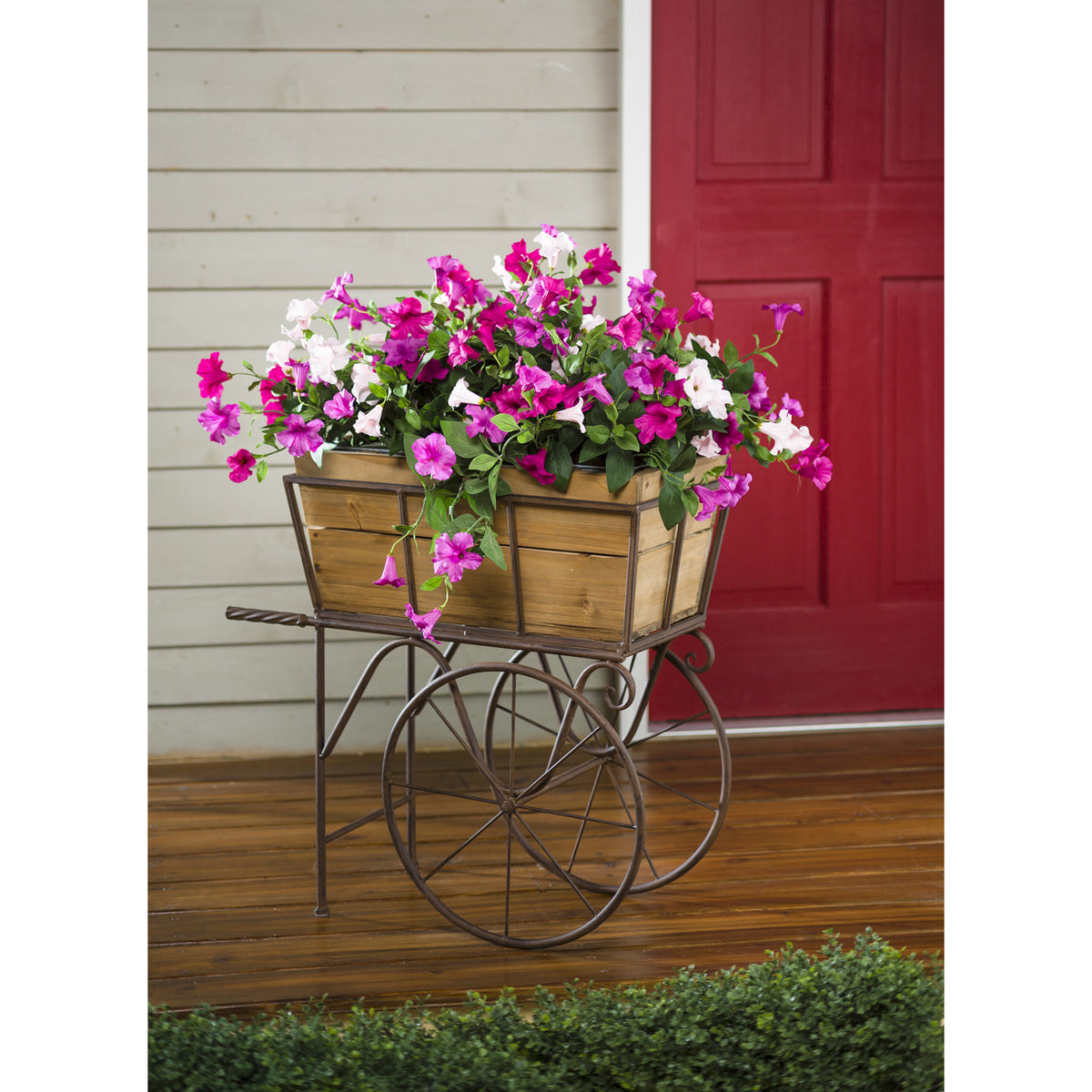 Wooden Wagon Planter/Drink Holder with Wheels — alternate view 2