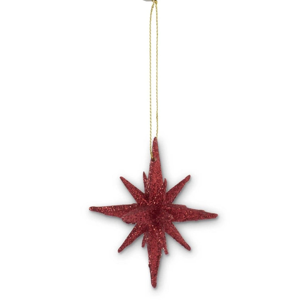 9 Point Red Glitter Star Ornament