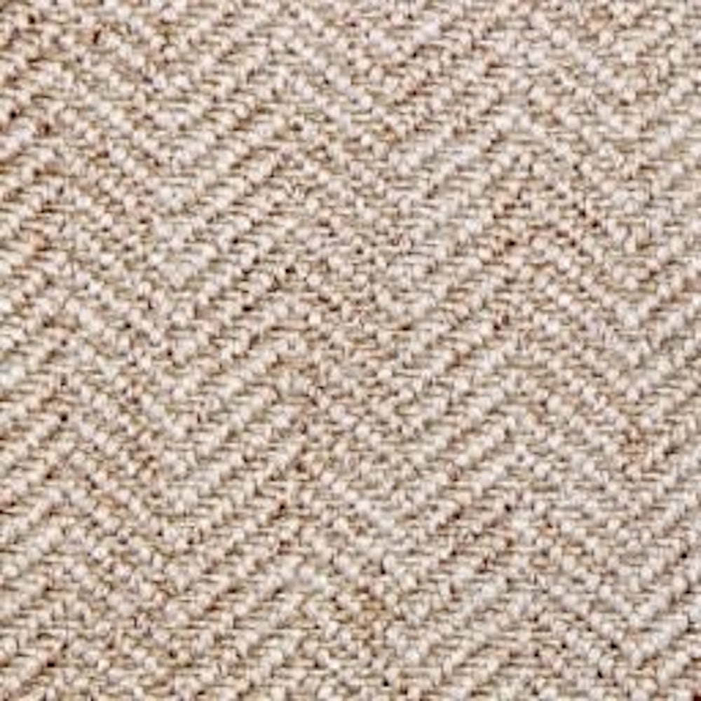Close-up swatch of beige woven upholstery fabric with a subtle chevron pattern.