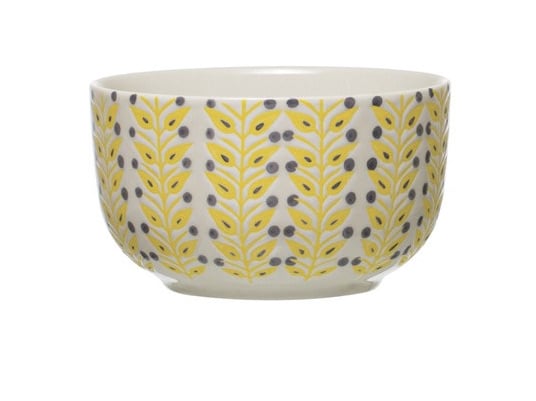 Hand-Stamped Stoneware Bowl, Multi Color- Yellow — alternate view 2